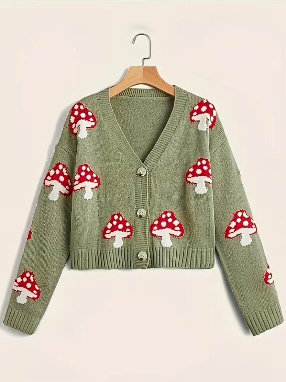 Super Cute Mushroom Jacquard Cardigan